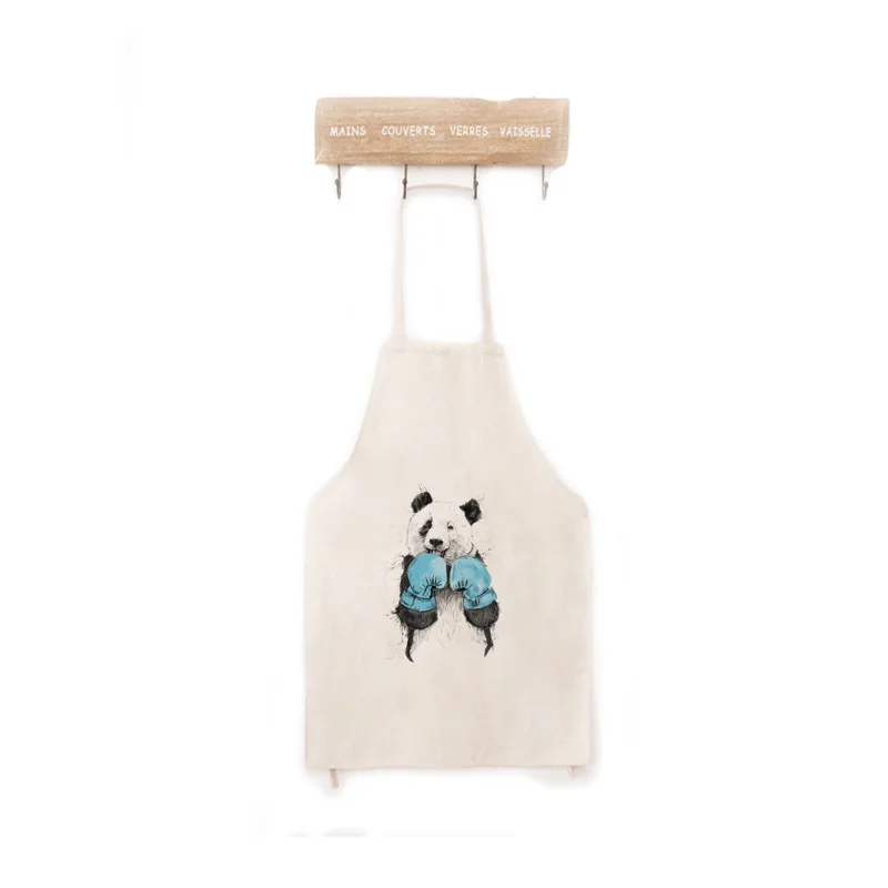 Women Waterproof Cartoon Animals Panda Kitchen Cooking Bib Apron Sleeveless Anti-oil Waist Bib lovely kitchen cooking Accessory