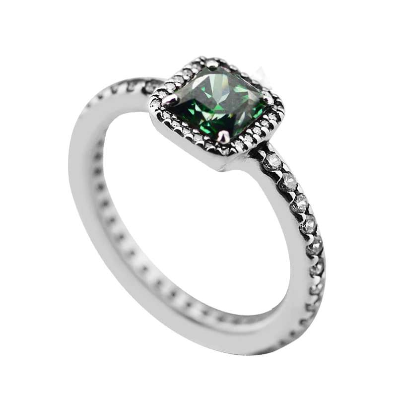 

Authentic 925 Sterling Silver Rings with Green & Clear CZ Timeless Elegance Ring for Women Gift Wedding Jewelry