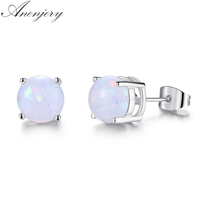 Anenjery, модные серьги-гвоздики с четырьмя когтями, опал, для женщин, камень, яйцо, камень, диаметр 6 мм, 7 мм, 8 мм, oorbellen pendientes T-E01