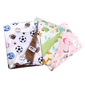 

102 x 76cm Baby Blanket Children's Cartoon Printed Short Plush Blanket Thickened Double-Layer Lambskin Infant Warm Blanket