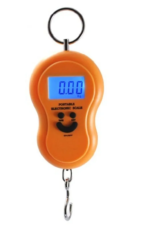 Мини 50 кг/10 г Портативный ЖК-дисплей багаж рыболовный крючок Электронный Вес цифровые весы карманные Взвешивание Висячие весы - Цвет: Оранжевый