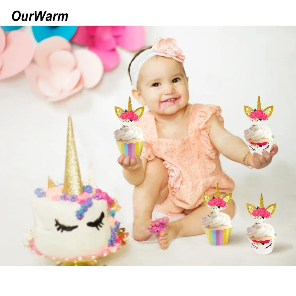  OurWarm Unicorn Party Decoration Unicorn 1st Banner Paper Bags Pillow Cover Unicorn Invitation Card - 32875189418