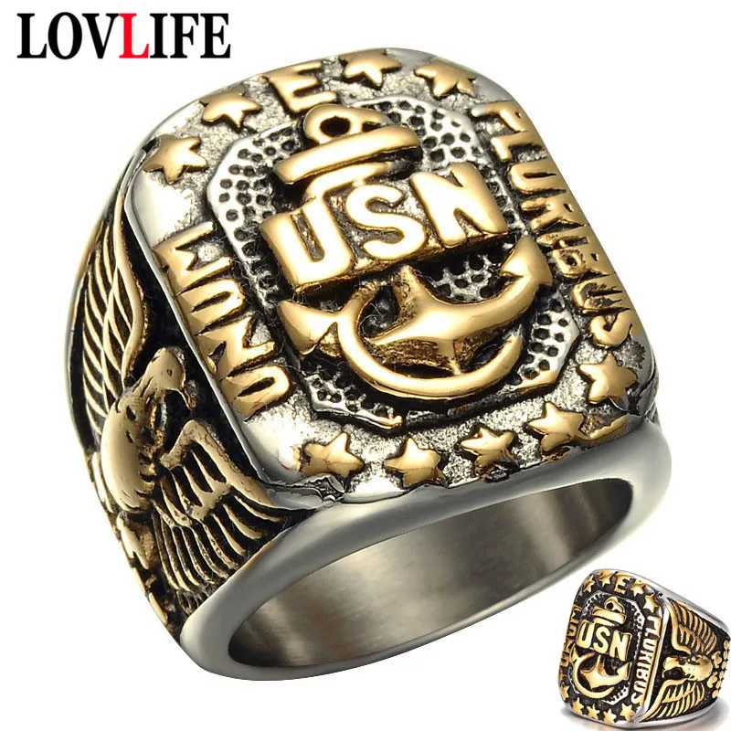 Винтаж США морской корпус кольцо Орел палец для мужчин из нержавеющей стали