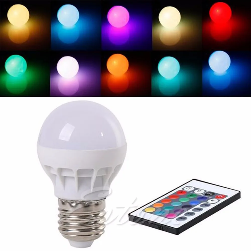 1 шт. 3 Вт E27 AC 85-265 в RGB светодиодный светильник лампа изменение цвета+ ИК пульт дистанционного управления Светильник лампы