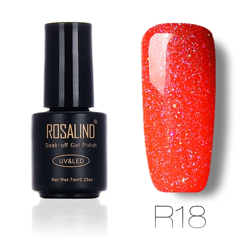 Гель-лак для ногтей ROSALIND, 1 S, радужные цвета, неоновый, впитывающий, УФ, цветной, для длительного использования, гель-лаки для ногтей - Цвет: R18