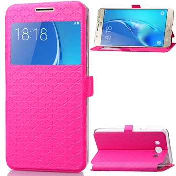 

50pcs/lot Window Lozenge Card TPU new leather phone cover case for Samsung Galaxy J3 J5 J7 2016 J310 J510 J710 cover case shell