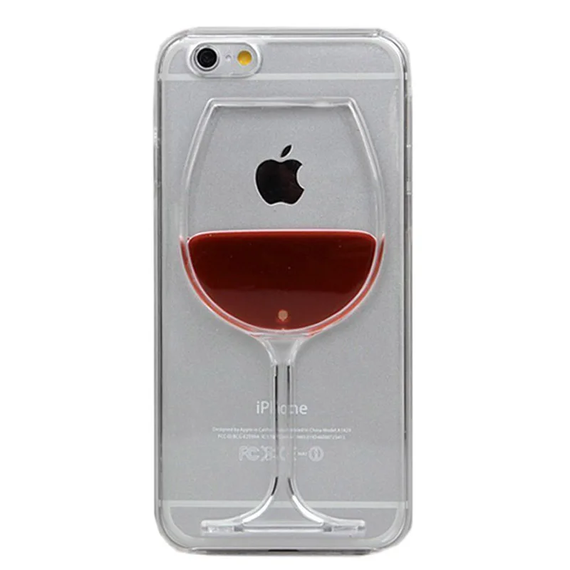 

Wine Beer Glass Transparent Protective Case for iPhone 5 5S SE 6 6S 7 Plus Liquid Shell Hard Back Cover Mobile Phone Accessories