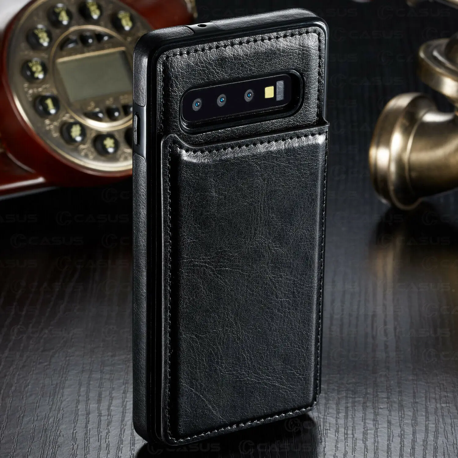 Кожаный чехол-Кошелек на магните для samsung Galaxy Note 10 Plus, чехол со слотом для карт, чехол для samsung Galaxy S10 S9 S8 Plus Note 8 9, чехол - Цвет: Black