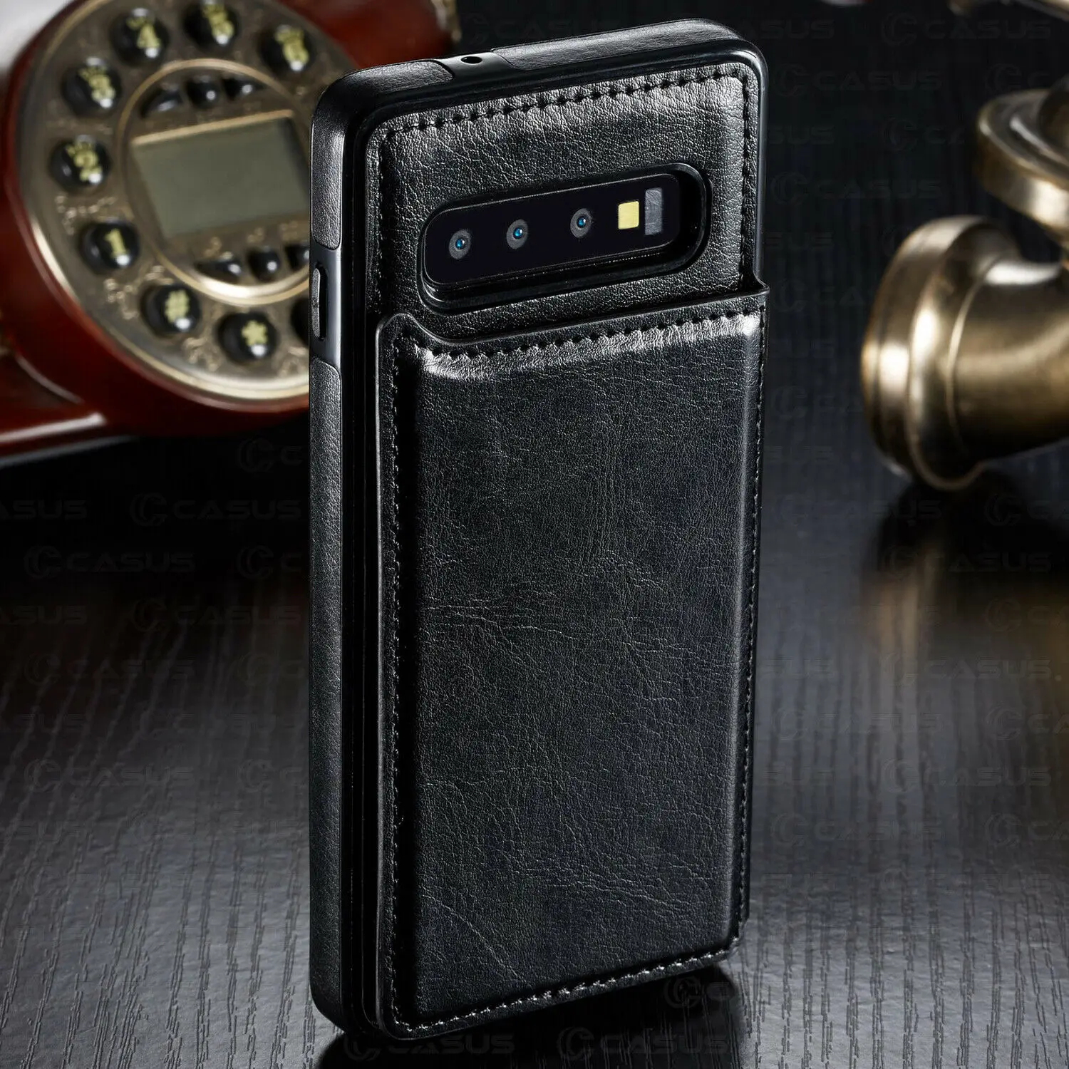 Black Кожаный чехол-Кошелек на магните для samsung Galaxy Note 10 Plus, чехол со слотом для карт, чехол для samsung Galaxy S10 S9 S8 Plus Note 8 9, чехол - Цвет: Black