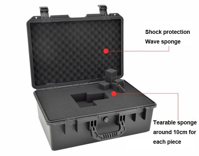 Tool Box Waterproof Impact Resistant Safety Case Suitcase Toolbox File Box Equipment Camera Case with Pre-cut Foam Lining 5