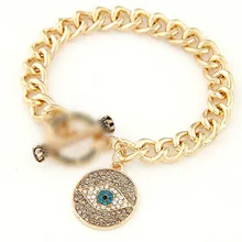 BRS005 золото счастливые Стразы Рука Фатимы браслет цепочка Хамса синий сглаза шарм кристалл BangleHot ювелирные изделия Bijoux Pulsera Mujer