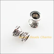 40 новых шармов в форме цветка, тибетские Серебристые бусины-разделители 6,5 мм