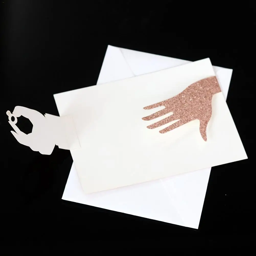  10pcs Wedding Invitations Wholesale Glitter Hand In Hand Design Laser Cut Cards Custom Lace Invite  - 33034983716