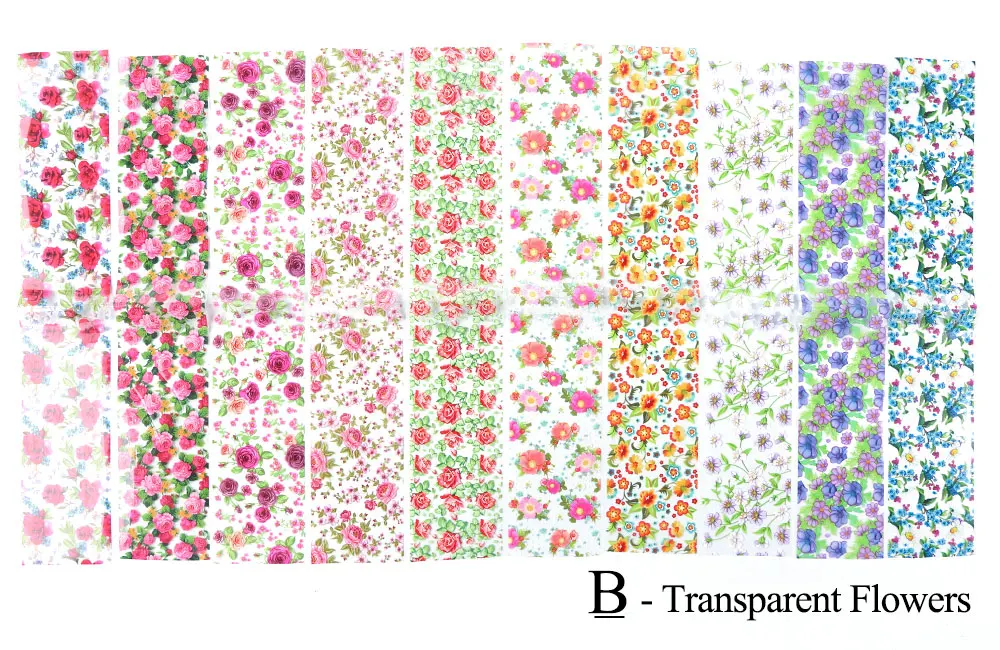 10 шт красочные цветы фон для ногтей наклейки передачи комплект наклейки ногтей Обертывания Маникюр Клей татуировки украшения ползунки TR798