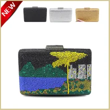 Hohe Qualität Abendtaschen Luxus kristall clutch abendtasche Multicolor Tageskupplungen frauen handtaschen Mit Schulter Kette #4062