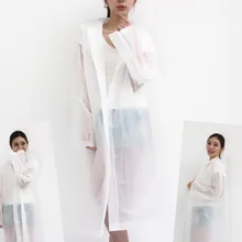 Многоразовая Женская куртка мужская для дождя прочные большие накидка с капюшоном концерт полупрозрачная по колено плащ-дождевик из ткани