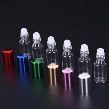 

1Pc Clear Glass Essential Oil Roller Bottles with Glass Roller Balls Aromatherapy Perfumes Lip Balms Roll On Bottles 5ml