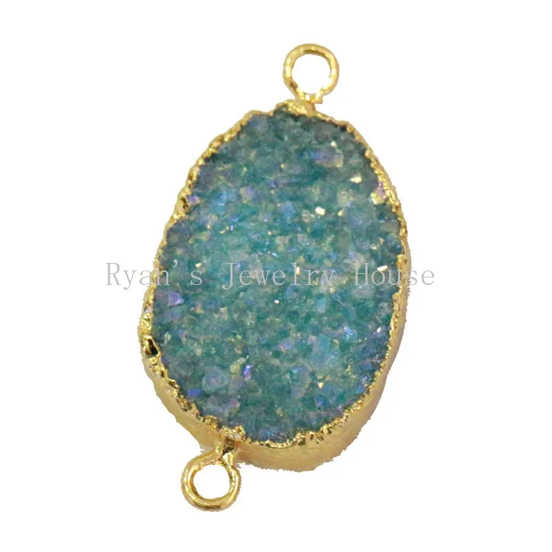 S002-6blue color quartz druzy connector