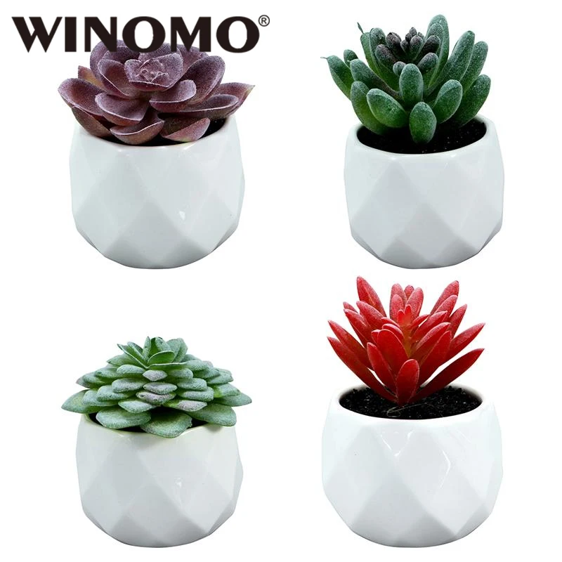 

WINOMO 4pcs Decorative Faux Succulent Artificial Succulent Fake Simulation Plants with Pots