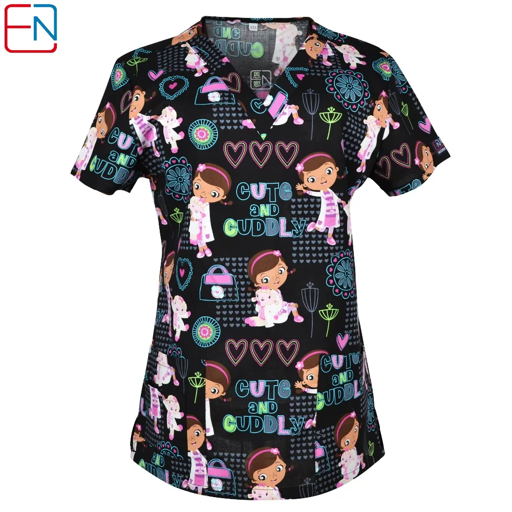 Hennar Women medical scrub tops in 100 cotton scrubs,women scrub tops