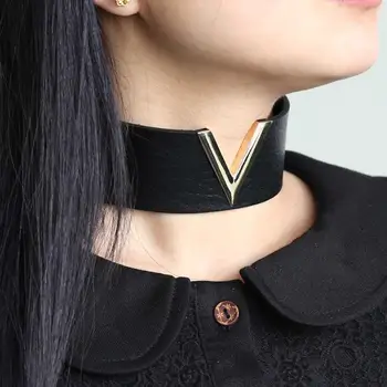 

Goth Dark Punk Gothic Gold Choker Fashion Necklace 2019 Women's Necklaces Harajuku Rivet PU Vintage Chocker Necklace Jewelry