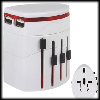 

by dhl or ems 100pcs Multi-function All in One Universal International Plug Adapter 2 USB Port World Travel AC Power