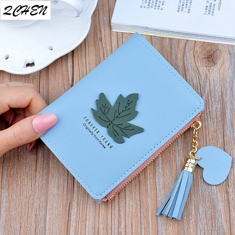 

Women Wallet Tassel Small Cute Wallets Women Short Leather fashion Women Wallets Zipper Purses love Female Purse Clutch 378
