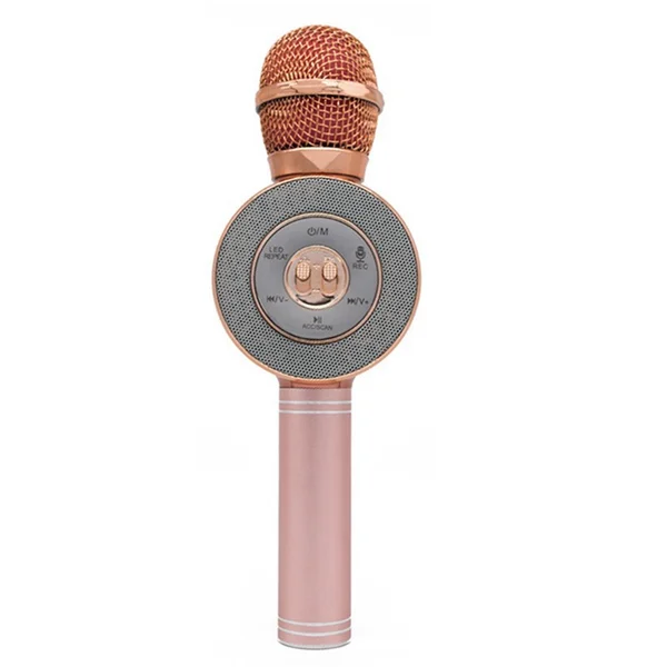 Модный светодиодный светильник, мигающий динамик, микрофон, микрофон для караоке, беспроводной usb микрофон, bluetooth микрофон для ПК телефона - Цвет: Rose gold