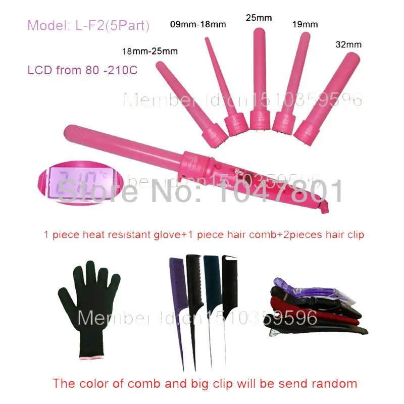 Buy Pink Hair Curler Iron Set Curling Wands ,Black 5