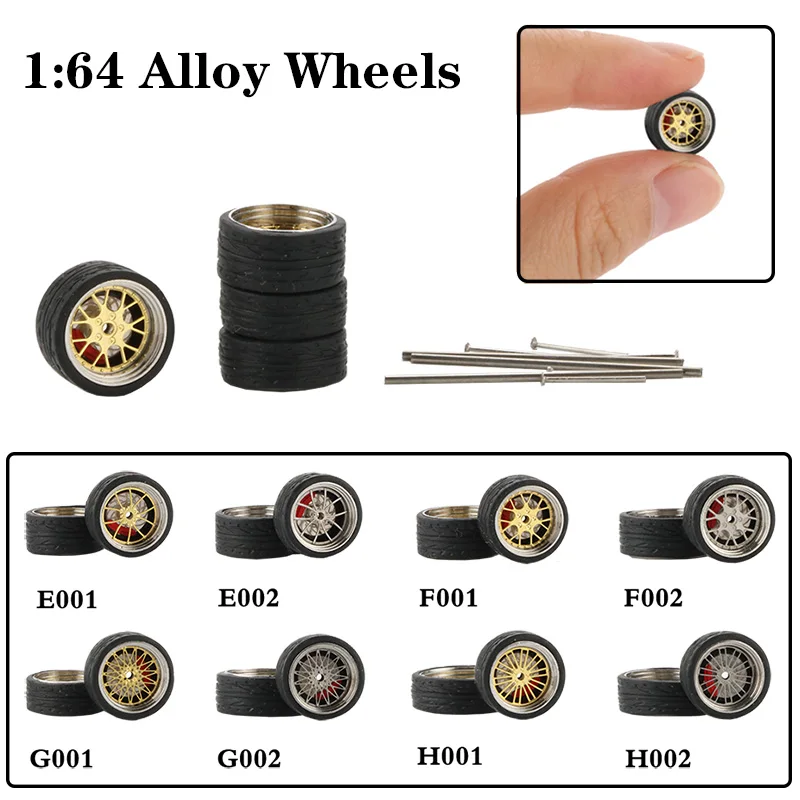 

4pcs / Set 1:64 Alloy Wheels Toy Simulation Vehicle Tire Modified Car Refit Wheels For Car Models Toys For Adult Collection
