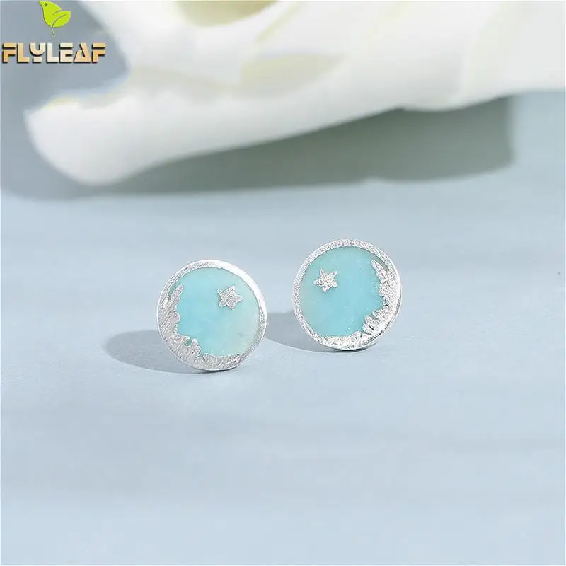

Flyleaf Simple Fun Round Star 100% 925 Sterling Silver Stud Earrings For Women Fairy Tiny Earings Fashion Jewelry Fine Party