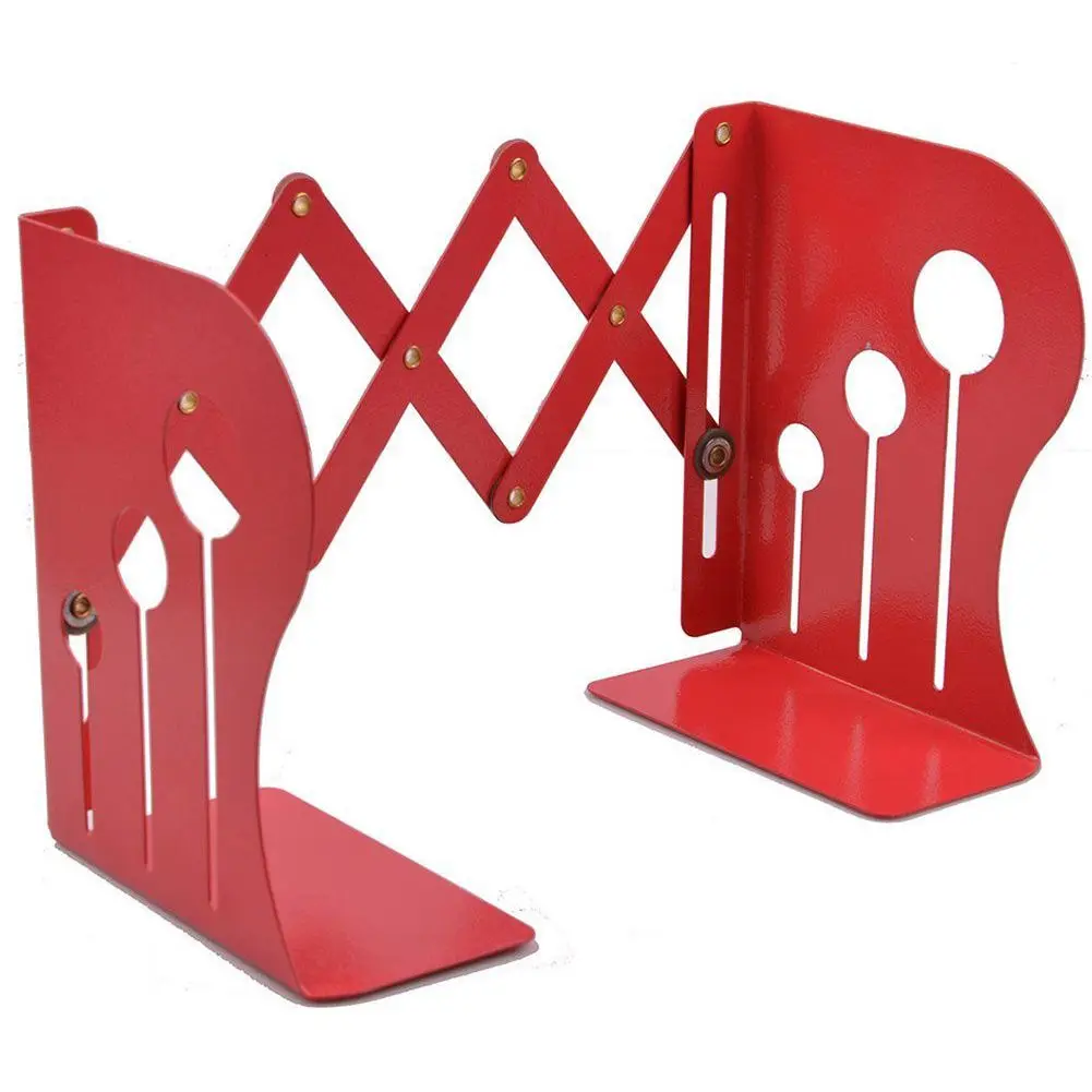 Creative Adjustable Bookshelf Bookends Red Metal Office Non slip