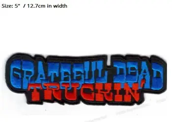 

5" GRATEFUL DEAD TRUCKIN' LOGO Music Band EMBROIDERED Iron On Patch rockabilly LOGO TRANSFER MOTIF APPLIQUE Rock Punk Badge