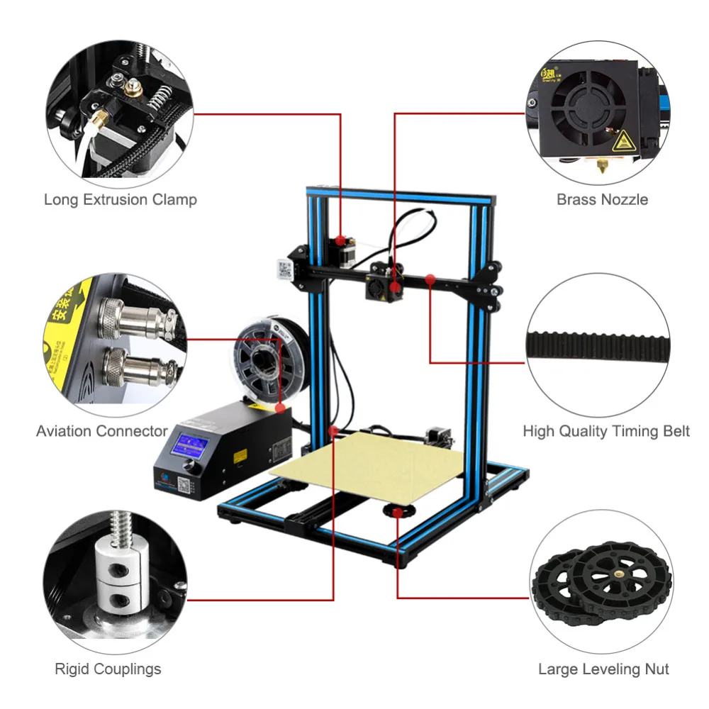 CR-10 3D принтер DIY набор большой размер печати 300*300*400 мм 1,75 мм Reprap i3 с горячей станиной+ 8 г sd-карта 200 г нити Creality 3D