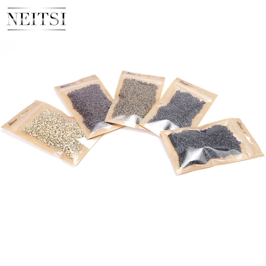 Extensão do Cabelo Tubos para Extensões de Cabelo Neisti Silicone Micro Anel Grânulos Ferramentas Pena 1000 Pces – Garrafa 5 Cores Disponíveis