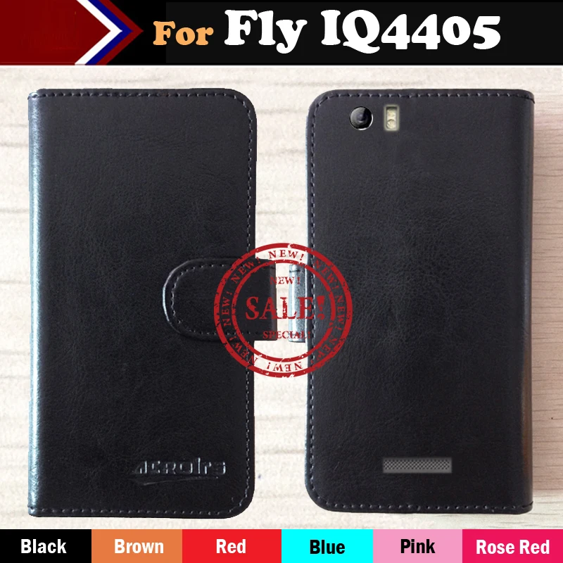 

In Stock!Ultra-thin Phone Holster Flip Leather Case For Fly IQ4405 Quad Evo Chic 1 Magnetic Button Minimalist Protective Cover