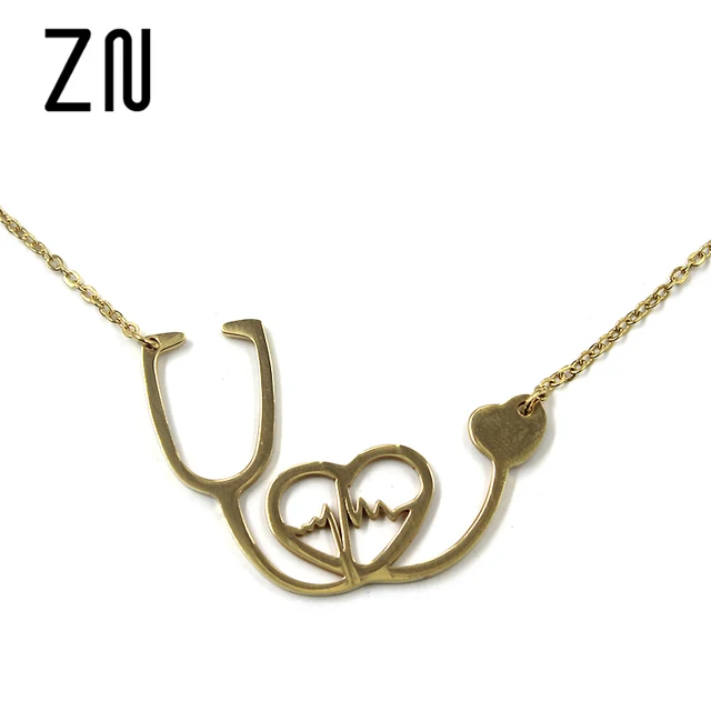 Rose Gold/Silver Nurse/Doctor Medical Stethoscope Chain Necklace Bijoux ...
