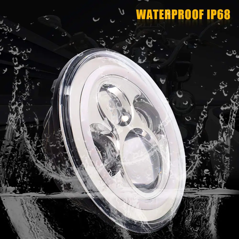 7inch Led Headlight+Led Fog lights+Motorcycle mounting ring with Angle Eyes Led Headlamp For Yamaha & Harley Davidson motorcycle