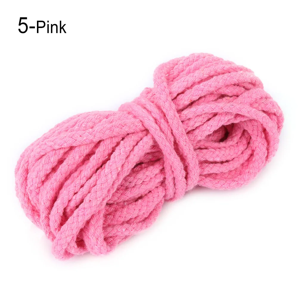 10 м* 5 мм хлопчатобумажная веревка для рукоделия, декоративная витая веревка для рождественской вечеринки, подарочная упаковка, шнур для самостоятельной сборки, шнур для фиксации - Цвет: pink