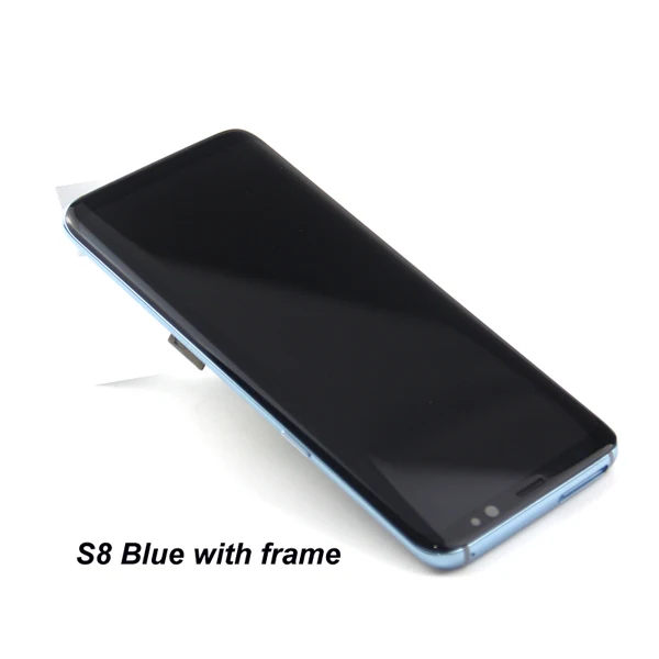 S8 LCD with frame for SAMSUNG Galaxy S8 G950 G950F Display S8 Plus G955 G955F Touch Screen Digitizer+tape - Цвет: S8 Blue with frame