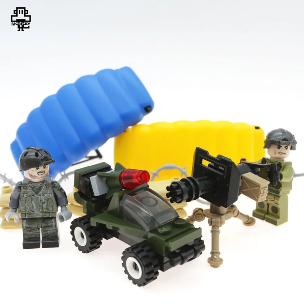 

Single sale Building block military vehicle swat ww2 soldiers guns stitch building blocks Compatible With Playmobil kids toy H