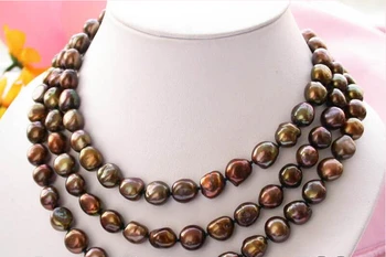 

shipping> >>>z2961 Stunning 50" 13mm coffee baroque fw pearl necklace 925 mabe
