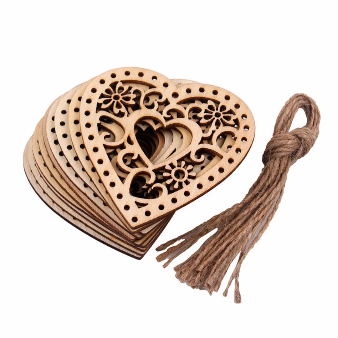 10Pcs Wooden Love Heart Hanging Decor Wedding Pendant Craft Decoration Mayitr Wedding Gifts Party Decor Supplies