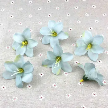 

30pcs/lot Sky blue Artificial Lily Silk Flower Heads Bulk Faux flower For Wedding Decoration DIY Garland Decorative Fake Flower