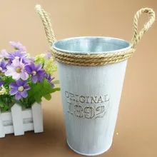 1 шт. цветок бочонок Корзина вазы оловянные горшки Винтаж искусственный пасторальный стиль металл ремесло для хранения домашний сад Декор MK 008