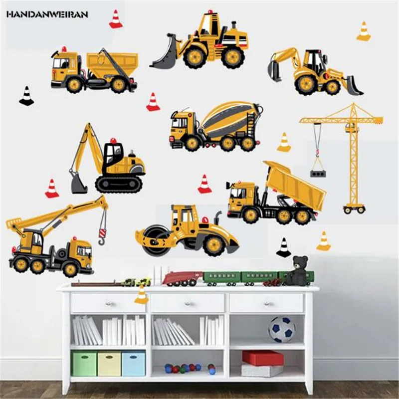 

1PCS Mixer Truck Digger Transport Car Wall stickers For Kids Mural Boy Room Decal School Dormitory Child Home Decor Art 45*60CM