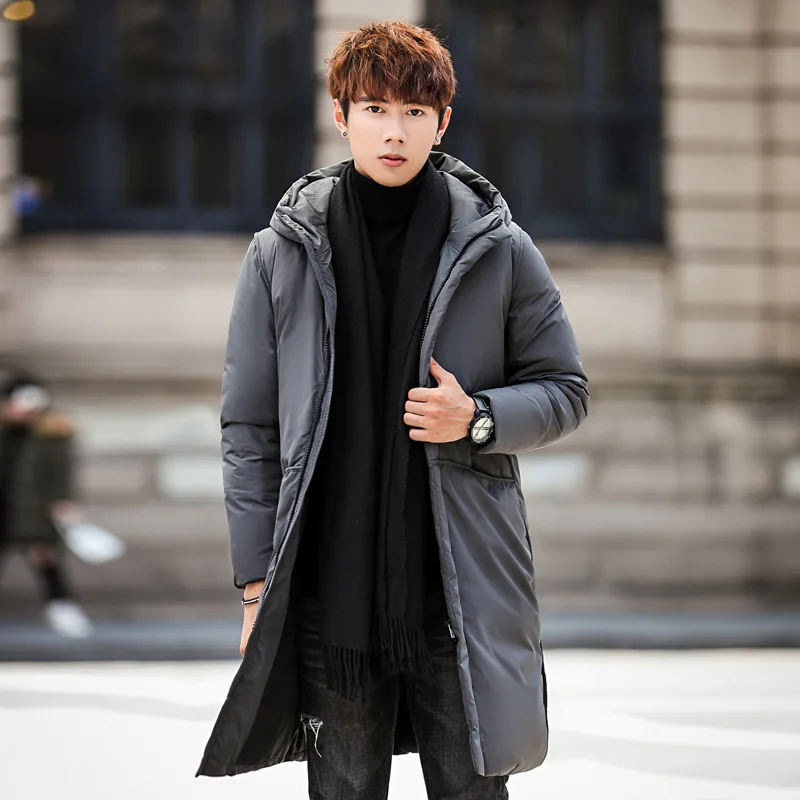 

2018 Fashion Winter New White Duck Down Jackets Men Warm Coats Casual Parka Mens Hooded Long Thick Coat Male Plus Size 3XL