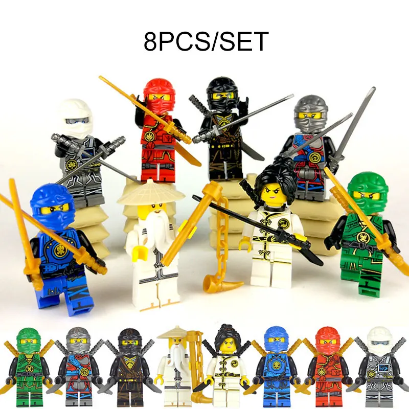 

8PCS Hot Ninja Kai Jay Zane Cole Lloyd Carmadon With Tornado Compatible With LegoINGs Ninjagoes Figures Building Block Toys