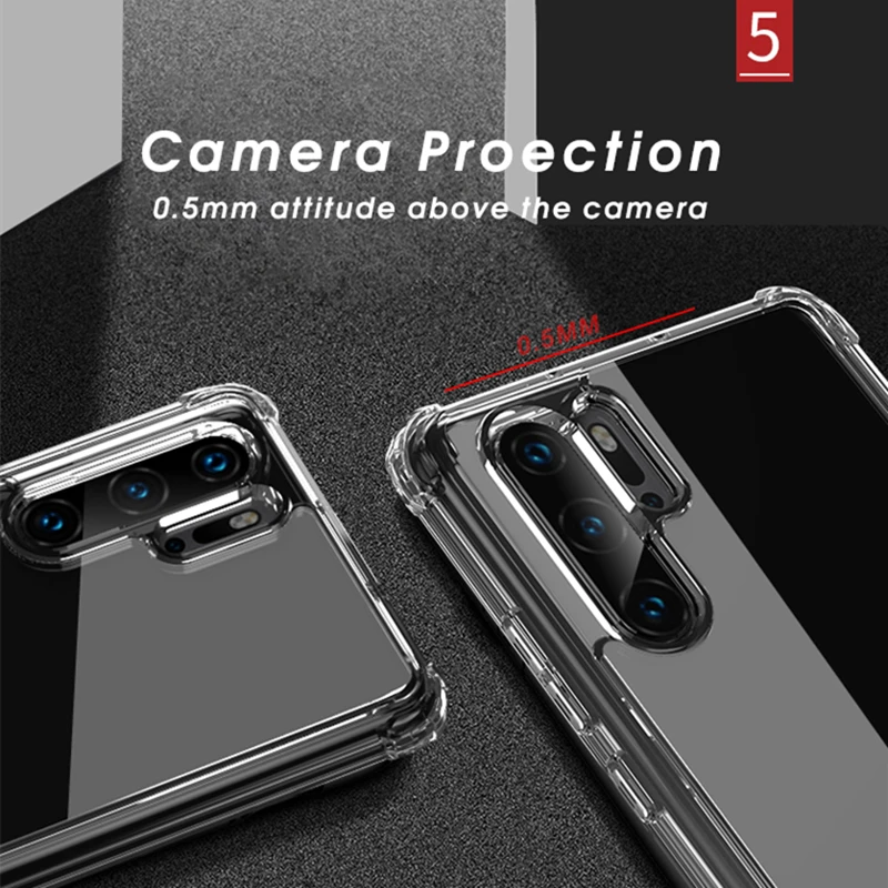Чехол для Huawei P30 IPAKY задний бампер из ТПУ Гибридный прозрачный суперударопрочный