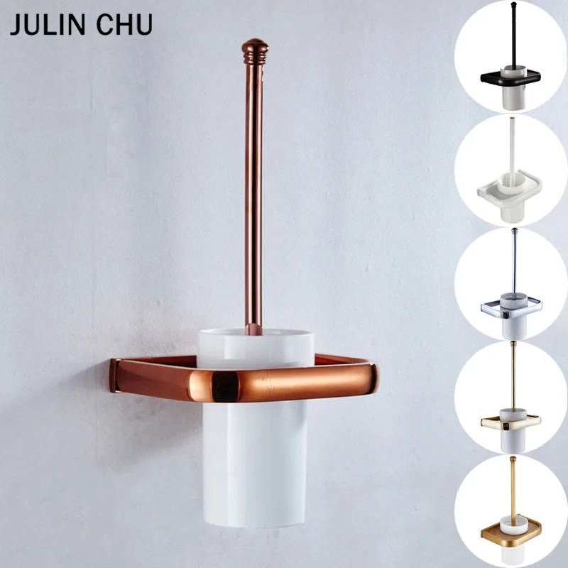Buy Rose Gold WC Brush Holder Set Black Chrome White